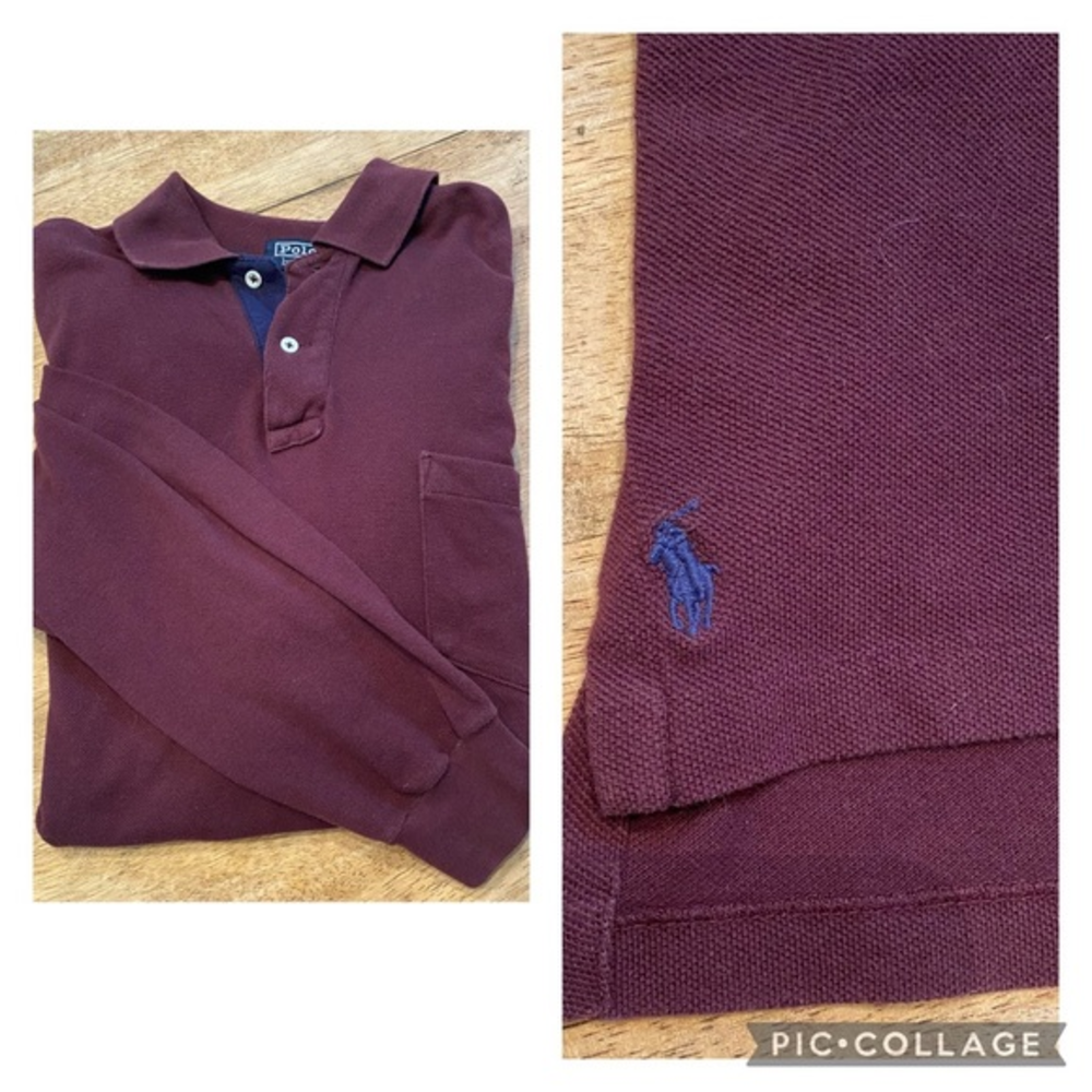 Polo by Ralph Lauren Men’s Sm Maroon Pique Knit Long Sleeve Pullover W/ Pocket‎